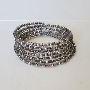 Silver beaded wrap arround adjustable braceblet